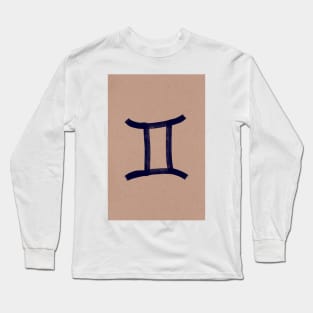 Blue Gemini on tan paper Long Sleeve T-Shirt